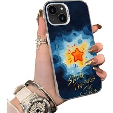 HONTINGA iPhone 13 Mini ile Uyumlu Kılıf Silikon Kenar Sert Arka Kamera Koruyucu Basitlik Anti Düşme Kamera Sevgili Çift Kılıf Yıldız Desen Couple Telefon Kılıfı K1-1786