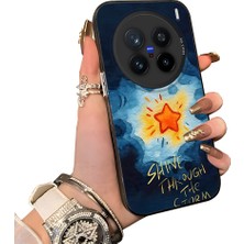 HONTINGA Vivo X200 Pro ile Uyumlu Kılıf Silikon Kenar Sert Arka Kamera Koruyucu Basitlik Anti Düşme Kamera Sevgili Çift Kılıf Yıldız Desen Couple Telefon Kılıfı K1-1786