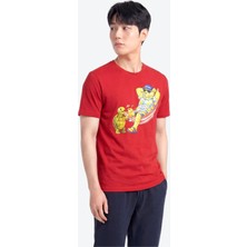 Piero Perla Jaguar Baskı Detaylı Bisiklet Yaka Regular Fit Erkek Kırmızı T-Shirt