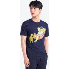 Piero Perla Jaguar Baskı Detaylı Bisiklet Yaka Regular Fit Erkek Lacivert T-Shirt
