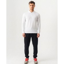 Piero Perla Polo Yaka Slim Fit Uzun Kollu Erkek Beyaz T-Shirt
