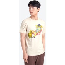 Piero Perla Jaguar Baskı Detaylı Bisiklet Yaka Regular Fit Erkek Sütlü Kahve T-Shirt