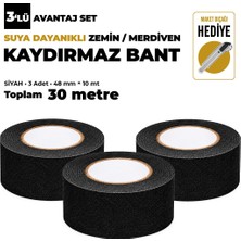 Unitape Siyah Kaydırmaz Bant 48 mm × 10 mt – 3’lü Set, Toplam 30 mt – Suya Dayanıklı, Maket Bıçağı Hediyeli