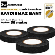 Unitape Siyah Kaydırmaz Bant 24 mm × 10 mt – 3’lü Set, Toplam 30 mt – Suya Dayanıklı, Maket Bıçağı Hediyeli
