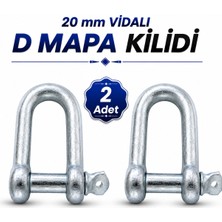Badem10 [2 Adet] 20 mm Vidalı D Mapa Kilitli Karabina U Tipi Zincir Kilidi Salıncak Askısı Bağlantı Aparatı