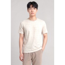 Piero Perla Milano Koordinat Baskı Detaylı,Bisiklet Yaka Slim Fit Erkek T-Shirt