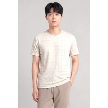 Piero Perla Milano Koordinat Baskı Detaylı,Bisiklet Yaka Slim Fit Erkek T-Shirt