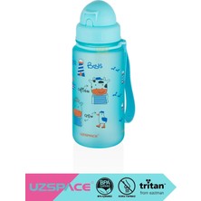 Uzspace 400ML Yeni Koleksiyon Pipetli Sevimli Hayvanlar Desenli Tritan Çocuk Su Matarası