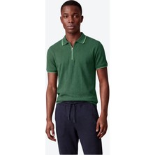 Piero Perla Fermuar Detaylı Slim Fit Erkek Polo Yaka Yeşil T-Shirt
