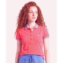 Piero Perla Kadın Pp Eva Nakış Detaylı Ayaksız Yaka Slim Fit Polo Yaka T-Shirt