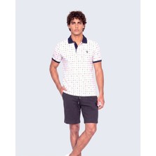 Piero Perla Erkek Metraj Baskı Detaylı Slim Fit Polo Yaka T-Shirt