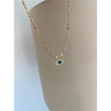 Bade Jewelry Fd Vip Gold Mavi Taşlı Gözdetaylı Kararmaz Çelik Şık Halhal