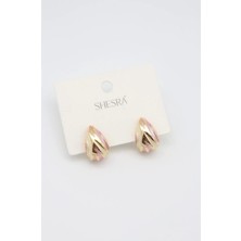 Bade Jewelry Vip Gold&toz Pembe Damla Tasarım Şık Kararmaz Çelik Küpe