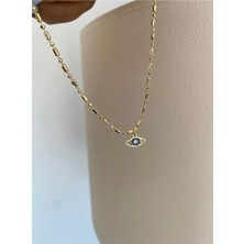 Bade Jewelry Fd Vip Gold Lacivert Göz Detaylı Kararmaz Çelik Şık Halhal