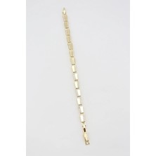 Bade Jewelry Vip Gold Taş Detaylı Modern Tasarım Kararmaz Çelik Luxury Bileklik 17+2 cm