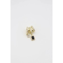 Bade Jewelry Vip Gold Siyah Kare Taş Detaylı Modern Tasarım Kararmaz Çelik Charm Kolye Ucu 25 mm