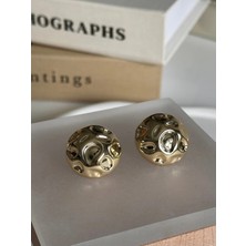 Bade Jewelry Vip Gold Yuvarlak Dalgalı Tasarım Basic Kararmaz Çelik Şık Küpe