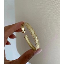 Bade Jewelry Fd Vip Gold Modern Tasarım Kararmaz Çelik Şık Ayarlanabilir Kelepçe Bilezik