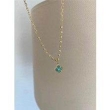 Bade Jewelry Fd Vip Gold Dorikalı Zincir&mavi Yonca Detaylı Kararmaz Çelik Şık Halhal