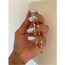 Bade Jewelry Fd Vip Gold Dorika&yıldız Sıralı Kararmaz Çelik Şık Halhal