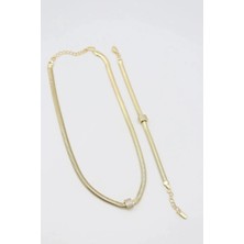 Bade Jewelry Vip Gold Italyan Ezme Taş Detaylı Kararmaz Çelik Luxuruy Kolye&bileklik Set