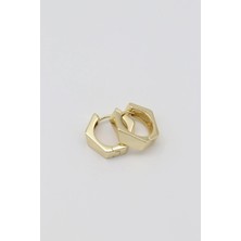 Bade Jewelry Vip Gold Köşeli Tasarım Basic Kararmaz Çelik Halka Küpe 20 mm