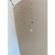 Bade Jewelry Fd Vip Gold Taşlı Yonca Detaylı Kararmaz Çelik Şık Halhal