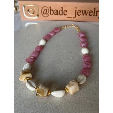 Bade Jewelry Vip Gold&pembe Deniz Kabuğu Detaylı Şık Kararmaz Yaz Kolyesi 45+5 cm