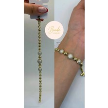 Bade Jewelry Xuping Gold Yuvarlak Model Taşlı Kararmaz Çelik Bileklik 17+2