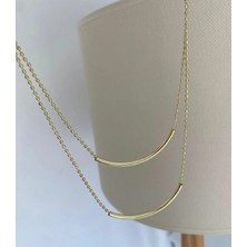 Bade Jewelry Fd Gold 2’li Dorikalı Italyan Boru Tasarım Kararmaz Çelik Şık Kolye