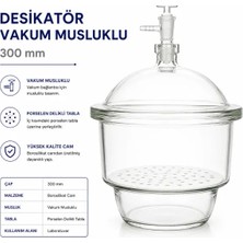 Labolist Desikatör Vakum Musluklu  300 mm