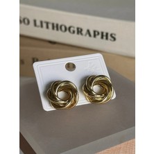 Bade Jewelry Vip Gold Yuvarlak Sarmal Model Kararmaz Çelik Çivi Küpe
