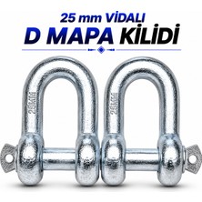 Badem10 [2 Adet] 25 mm Vidalı D Mapa Kilitli Karabina U Tipi Zincir Kilidi Salıncak Askısı Bağlantı Aparatı