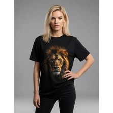 Kozz Style   Siyah Aslan Kral Baskılı Regular Tişört