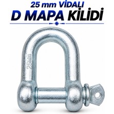 Badem10 25 mm Vidalı D Mapa Kilitli Karabina U Tipi Zincir Kilidi Salıncak Askısı Çelik Bağlantı Aparatı