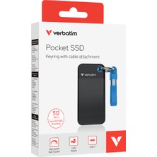 Verbatim 512GB Pocket Mini Taşınabilir SSD USB 3.2 - 1000MB/S-1000MB/S Siyah/turuncu Kablo Dahil (32285)