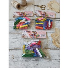 Hureggo 3'lü Set Renkli Ahşap Mini Mandal (60 Adet) - 3.5 cm Dekoratif Fotoğraf, Not ve Hobi Mandalı Seti