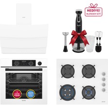 Simfer 0+10 Fonksiyon Steam Master Beyaz 3'lü Ankastre Set (8245 Fırın + 3509 Ocak + 8707 Davlumbaz)