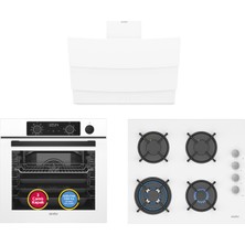 Simfer 0+10 Fonksiyon Steam Master Buharlı Beyaz 3'lü Ankastre Set (8245 Fırın + 3509 Ocak + 8707 Davlumbaz)