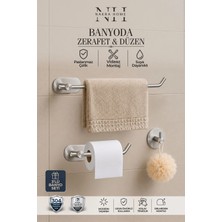 Nakra Home 3'lü Set ( Paslanmaz Çelik Yapışkanlı Havlu Askısı , Tuvalet Kağıtlığı ve Tekli Askılık ) Yapışkanlı Havluluk