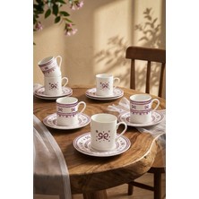 Kitchen Life 12 Parça 6 Kişilik Porselen Fiyonk Kahve Fincan Takımı 100 ml
