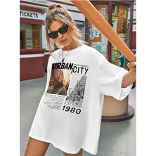 Kozz Style Kadın Beyaz Urban Baskılı Tişört