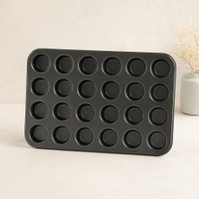 Uravas Store 24 Gözlü Metal Muffin Kek Kalıbı Siyah