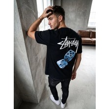 Kozz Style Siyah Camsey Organik Pamuk Dokulu Comfort Fit Bisiklet Yakalı Tişört