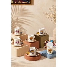 Kitchen Life 12 Parça 6 Kişilik Porselen Pop Art Kahve Fincan Takımı 100ML