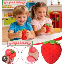Oyuncak Sahili Squishy Çilek Sukuşi Strawberry 40cm Uzar 9cm Stres 7 cm Meyve Squishy Sukuşi Yumuşak Sık Bırak Eski Haline Döner Stres Oyuncağı Esnek Sıkma Oyuncağı