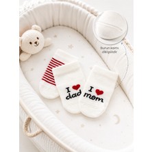 Karamila 3’lü Bebek Patik Çorap / Yenidoğan Mom Dad Çorap Organik Penye