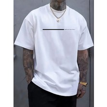 Kozz Style Erkek Beyaz Whatever Baskı %100 Organik Pamuk Örme Oversize Tişört