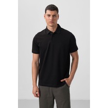 Tommy Life Siyah Standart Kalıp Basic Polo Yaka Erkek T-Shirt - 87768