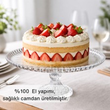 Selen Concept Damla Model Ayaklı Cam Yuvarlak Kek ve Pasta Sunumluk Tekli